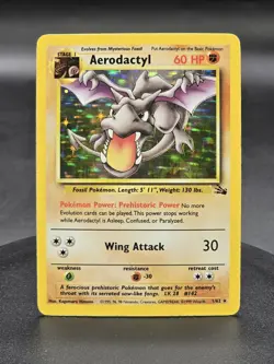 Pokemon TCG Aerodactyl 1/62 Fossil Unlimited Holo Rare WOTC Vintage - Image 1