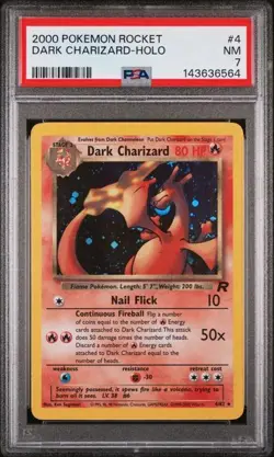2000 Pokemon Team Rocket Dark Charizard #4 Holo PSA 7 - Image 1