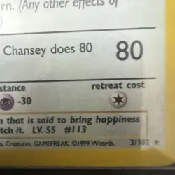 Pokemon Card TCG Chansey Base Set Holo Unlimited 3/102 WOTC Rare Collection LP - Image 2