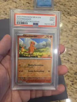 2023 Pokemon MEW EN Charmander GameStop Exclusive #004 PSA 9 MINT - Image 1
