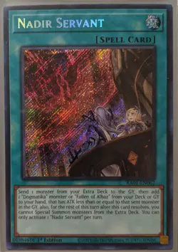 YuGiOh Nadir Servant Secret Rare 1st Edition RA01-EN062 - Image 1