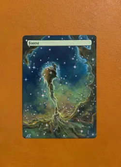 Space Themed Forest - Altered Art Mtg Hand Painted EDH Commander - Image 1