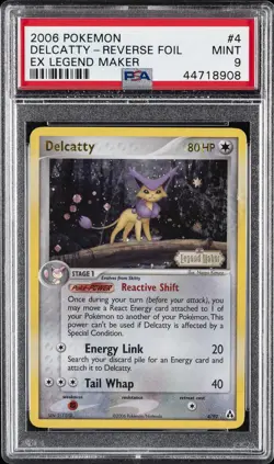 2006 POKEMON EX LEGEND MAKER #4 DELCATTY-REVERSE FOIL PSA 9 - Image 1