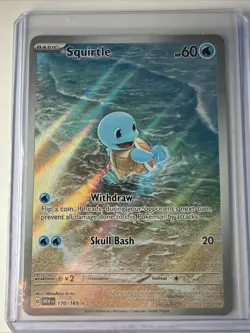Pokemon TCG Squirtle 170/165 Scarlet & Violet 151 Illustration Rare Holo Card - Image 1
