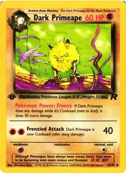 Pokemon TCG Dark Primeape 43/82 1st Edition Team Rocket HP - Image 1