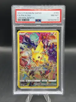 2023 POKEMON SWORD AND SHIELD CROWN ZENITH #160 FA/PIKACHU CROWN ZENITH PSA 8 - Image 1