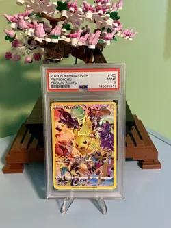2023 POKEMON SWORD & SHIELD CROWN ZENITH #160 FULL ART/PIKACHU PSA 9 - Image 1