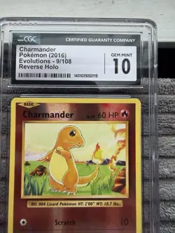 Pokemon Charmander 9/108 Reverse Holo XY Evolutions - CGC 10 Gem Mint Low Pop - Image 2