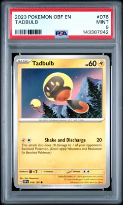 2023 POKEMON OBF EN-OBSIDIAN FLAMES #076 TADBULB PSA 9 - Image 1