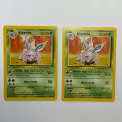 Pokemon TCG Nidorino Base Set #37/102 2-Card Lot WOTC Vintage 1999 - Image 1