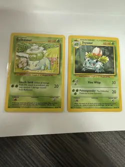 Pokemon TCG Base Set Bulbasaur 44/102 & Ivysaur 30/102 Lot 2 Cards 1999 - Image 1
