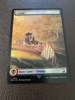 MTG Jurassic World Collection Swamp REX#0023 Foil Double-sided Land NM English - Image 1