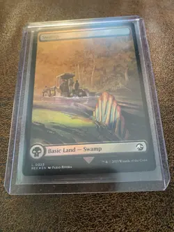 MTG Jurassic World Collection Swamp REX#0023 Foil Double-sided Land NM English - Image 3
