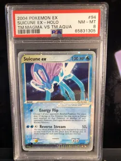 2004 POKEMON EX TEAM MAGMA VS TEAM AQUA #94 SUICUNE EX-HOLO PSA 8 - Image 1