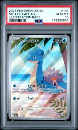 2025 POKEMON DRI EN-DESTINED RIVALS ILLUSTRATION RARE #194 MISTY'S LAPRAS PSA 10 - Image 1