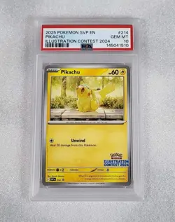 Pikachu SVP214 PSA 10 GEM MT 2024 Illustration Contest Pokemon - Image 1