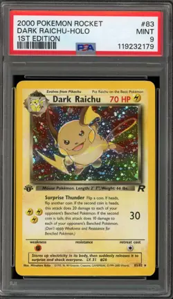 Pokemon Dark Raichu Team Rocket 1st Edition Holo Secret Rare #83 PSA 9 Mint - Image 1