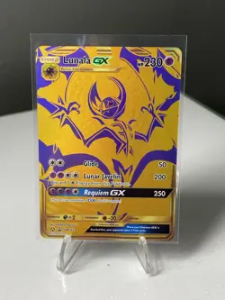 Pokemon TCG - Lunala GX - Hidden Fates SM103a Black Star Promo Gold Full Art - Image 1