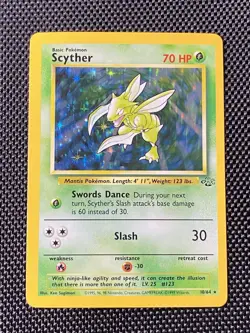 Pokemon TCG Scyther Jungle 10/64 Holo Unlimited Holo Rare LP/NM - Image 1