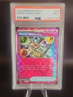 2024 Pokemon SSP Energy Search Pro Item Trainer 176/191 PSA 8 - Image 1