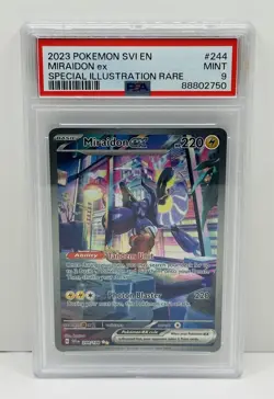 🔥2023 POKEMON SVI EN MIRAIDON EX #244 SPECIAL ILLUSTRATION RARE PSA 9!🔥 - Image 1