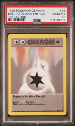 Pokemon 1999 German Deutsch 1st Edition Base "DPLT. Farblose Energie" 96 PSA 10 - Image 1