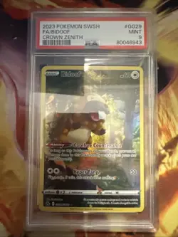 Bidoof GG29/GG70 Crown Zenith: Galarian Gallery Holo Card PSA Mint 9 - Image 1