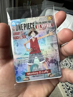 Bandai One Piece Card Game Monkey.D.Luffy College Basketball US Voyage Card - Image 1