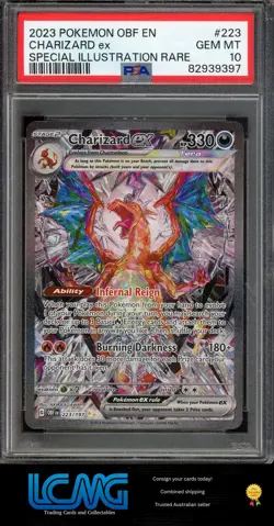 Pokemon TCG Card PSA 10 Obsidian Flames #223/197 Charizard ex Holo - Image 1