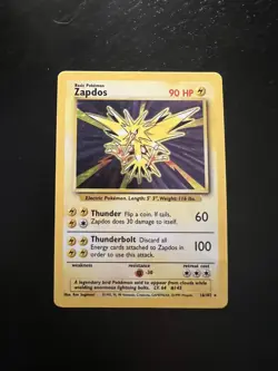 Pokemon TCG Zapdos Base Set 16/102 Holo Unlimited Holo Rare - Image 1