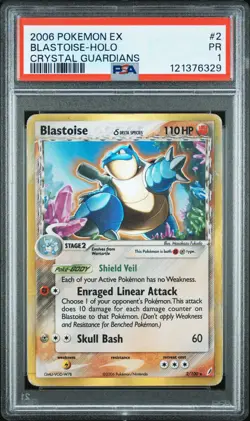 2006 POKEMON EX CRYSTAL GUARDIANS #2 BLASTOISE-HOLO PSA 1 - Image 1
