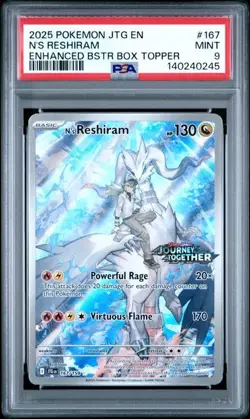POKEMON TCG - N'S RESHIRAM 167/159 PSA 9 JOURNEY TOGETHER BOX TOPPER - Image 1