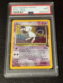 2000 Pokemon Promo Black Star #9 Mew-Holo PSA 9 Swirl - Image 1