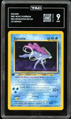 2001 Pokemon Neo Revelation #27 Suicune 1st Edition TAG 9 Mint - Image 1