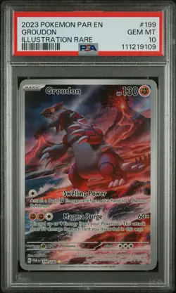Pokemon 2023 Groudon 199/182 Illustration Rare Paradox Rift GEM MINT PSA 10 - Image 1