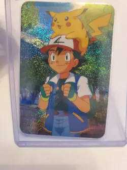 1990s Pokemon Pocket Monsters Holo Prism Vending Sticker Pikachu Ash POWER - Image 1