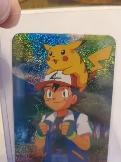 1990s Pokemon Pocket Monsters Holo Prism Vending Sticker Pikachu Ash POWER - Image 3