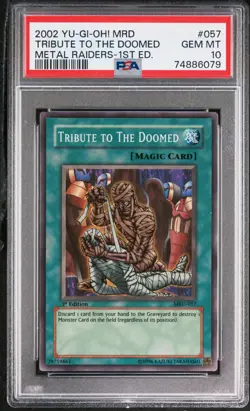 YUGIOH PSA 10 2002 Tribute to the Doomed MRD-057 Super Rare 1st Edition - Image 1