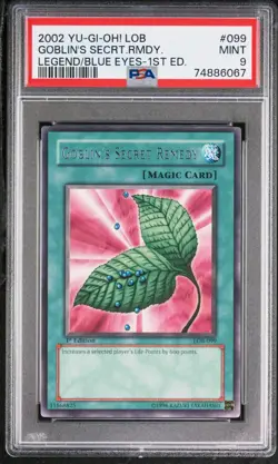 2002 YUGIOH LOB-099 - Goblin's Secret Remedy - MINT 1st Edition PSA 9 - Image 1