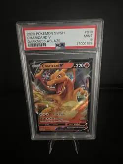 2020 Pokemon SWSH Darkness Ablaze Charizard v #019 PSA 9 Mint TCG Card - Image 1