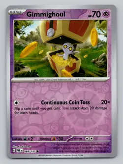 Reverse Holo Gimmighoul 088/182 Common SV04: Paradox Rift Pokemon - Image 1