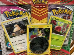 Pokemon TCG: Snorlax, Morpeko & Applin Cards with 2 Booster Packs & Coin Pokemon - Image 2