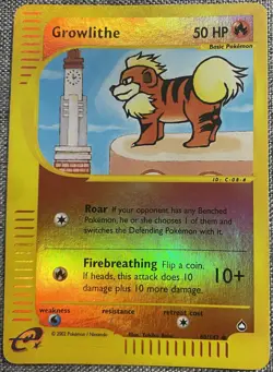 Pokemon TCG: Growlithe #80/147 Aquapolis Set Reverse Holo NM Condition - Image 1