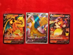 Charizard V Lot (3) Full Art + Lance’s Promo Sword & Shield Pokemon NM - Image 1