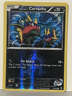 Team Aqua's Carvanha Reverse Holo 20/34 Double Crisis LP Pokemon Fast Ship - Image 1
