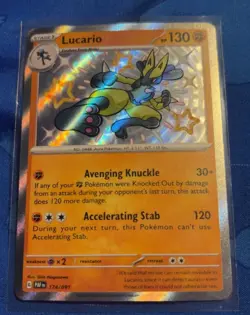 Pokemon TCG Lucario Paldean Fates Shiny Rare Holo Card 174/091 NM/M Condition - Image 1