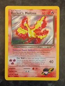 Rocket's Moltres Holo 12/132 Gym Heroes Pokemon Card - Image 1