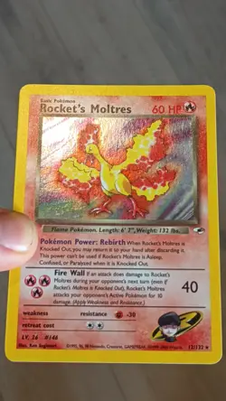 Rocket's Moltres Holo 12/132 Gym Heroes Pokemon Card - Image 4