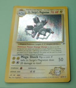 Pokemon Card - Lt. Surge's Magneton Gym Heroes 8/132 Holo Rare TCG - Image 1