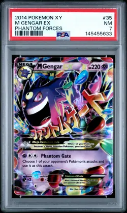 2014 POKEMON XY PHANTOM FORCES #35 M GENGAR EX PSA 7 - Image 1